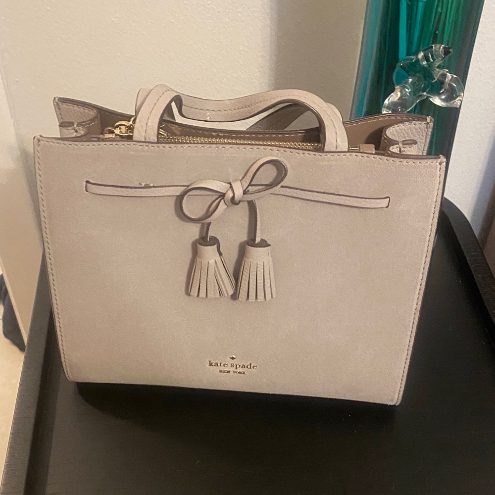 Kate Spade Taupe Satchel with Tassel Detail